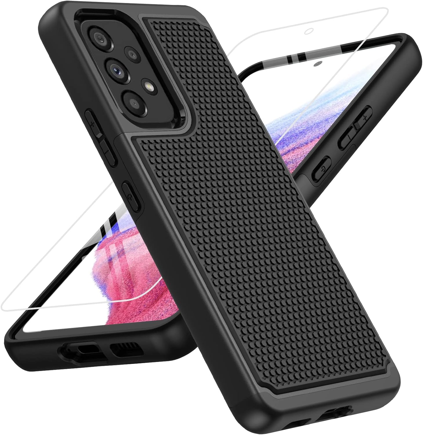 BNIUT for Samsung Galaxy A53 5G (Galaxy A53 5G UW) Case: Dual Layer Protective Heavy Duty Cell Phone Cover Shockproof Rugged with Non Slip Textured Back - Military Protection - 6.5inch (Matte Black)