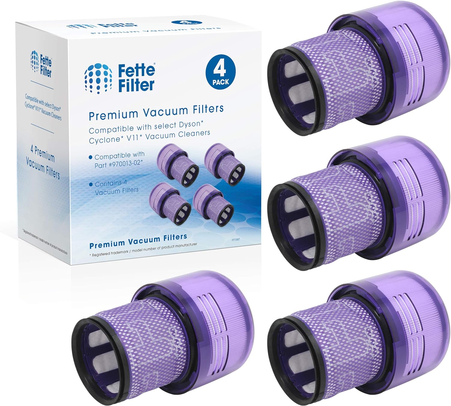 Fette Filter - 4 Pack Vacuum Filters Replacement Parts Compatible with Dyson V11 Torque Drive V11 Animal V11 Complete V11 Extra V15 Detect V15s Detect Submarine Vacuums Part # 970013-02, 97001302