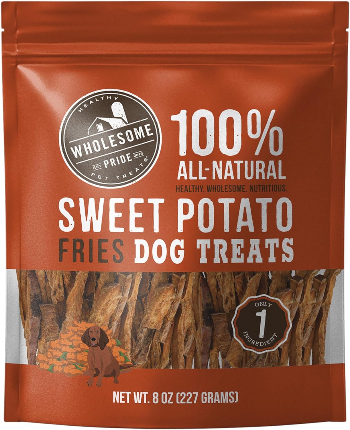 Wholesome Pride Sweet Potato Fries 100% All-Natural Single Ingredient Dog Treats, 8 oz