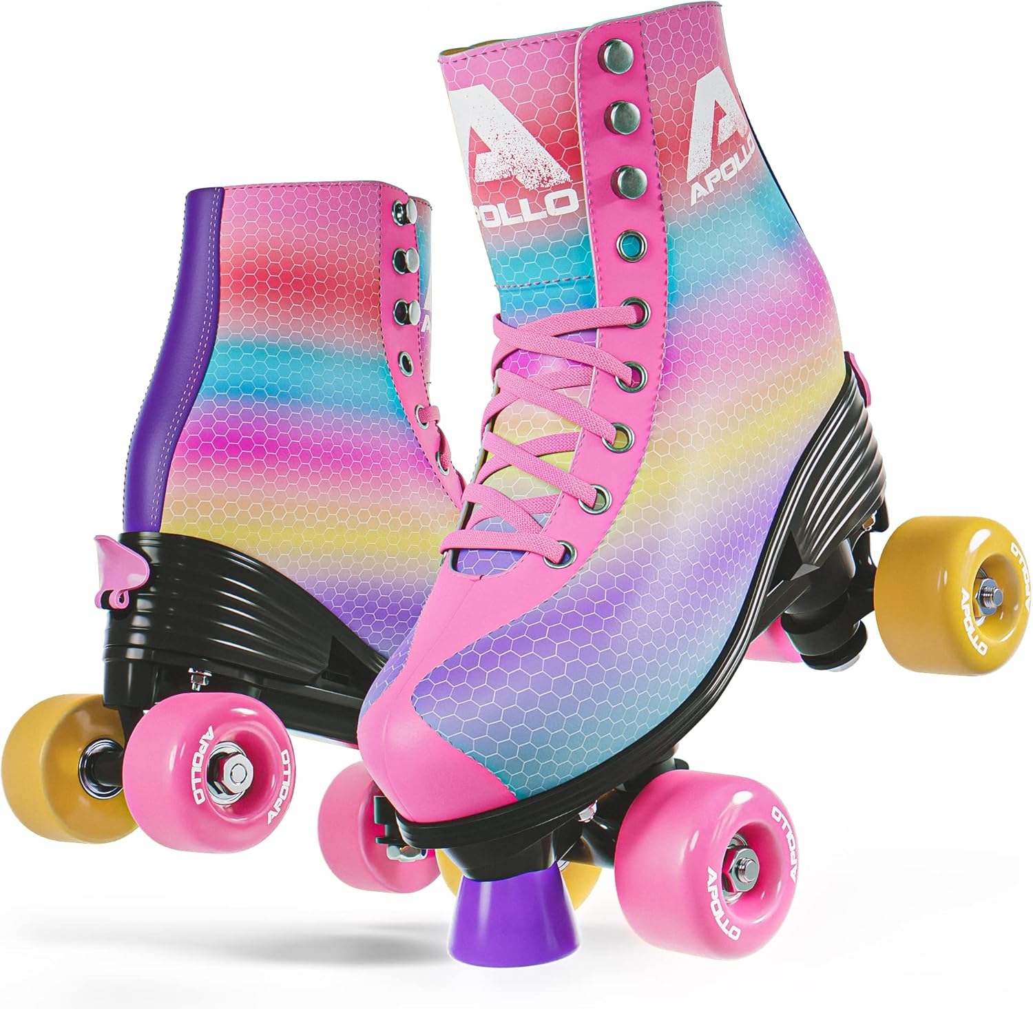 APOLLO Roller Skates Women - Retro Skates for Women and Girls - Size Adjustable Womens Quad Skates with High Heel - Rollerskates Adult Women - Disco Quads