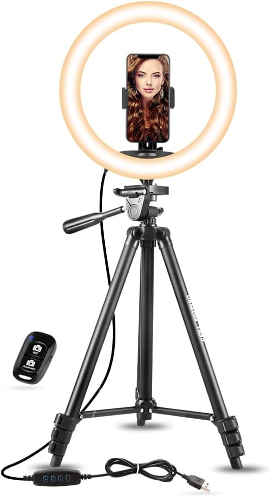 UBeesize 12 inch Ring Light with Stand, Selfie Ring Light with 50" Extendable Tripod Stand & Phone Holder for Live Stream/Makeup/YouTube Video