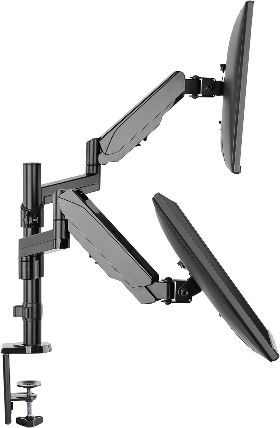 TechOrbits Triple/Double/Single Monitor Mount Stand - Computer Screen Desk Gas Spring Arm (Dual Monitor - Black)