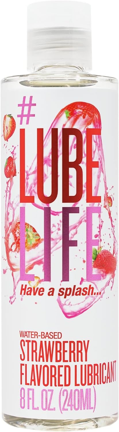 Lube Life Water-Based Strawberry Flavored Lubricant, Personal Lube for Men, Women and Couples, Made Without Added Sugar, 8 Fl Oz