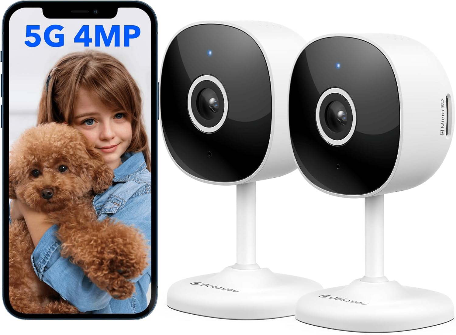 GALAYOU 4MP Security Camera Indoor-5G/2.4G Dual WiFi Camera with 2-Way Audio for Baby/Pet/Dog/Nanny Monitoring, 24/7 SD Card Recordings, Motion Alert, Night Vision, Works with Alexa/Google Home, G7-2P