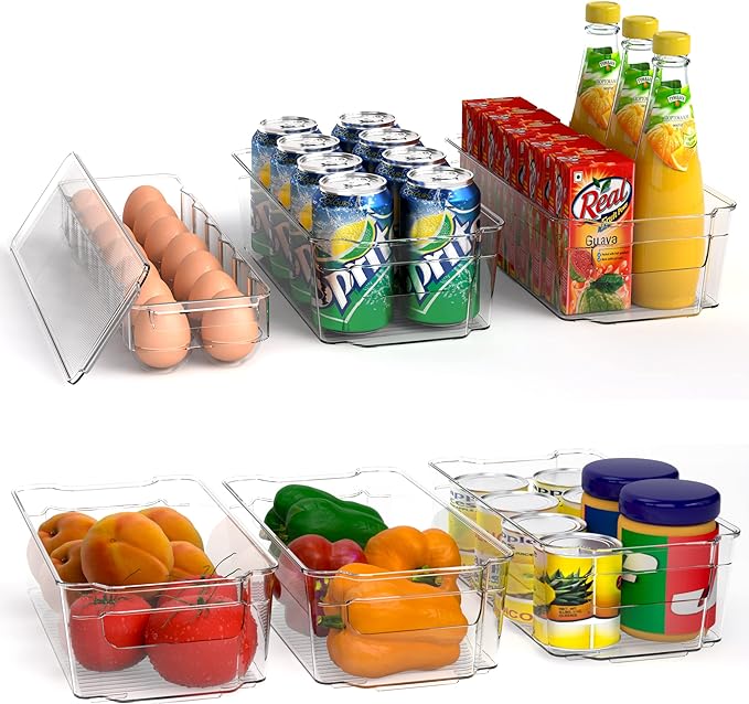 Utopia Home Set of 6 Fridge Organizer - Includes 6 Refrigerator Organizer Bins (5 Drawers & 1 Egg Holder) - Storage Bins for Freezers, Countertops and Cabinets - Pantry Organization And Storage