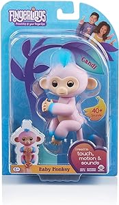 WowWee Fingerlings 2Tone Monkey - Candi (Pink with Blue Accents) - Interactive Baby Pet (3722)
