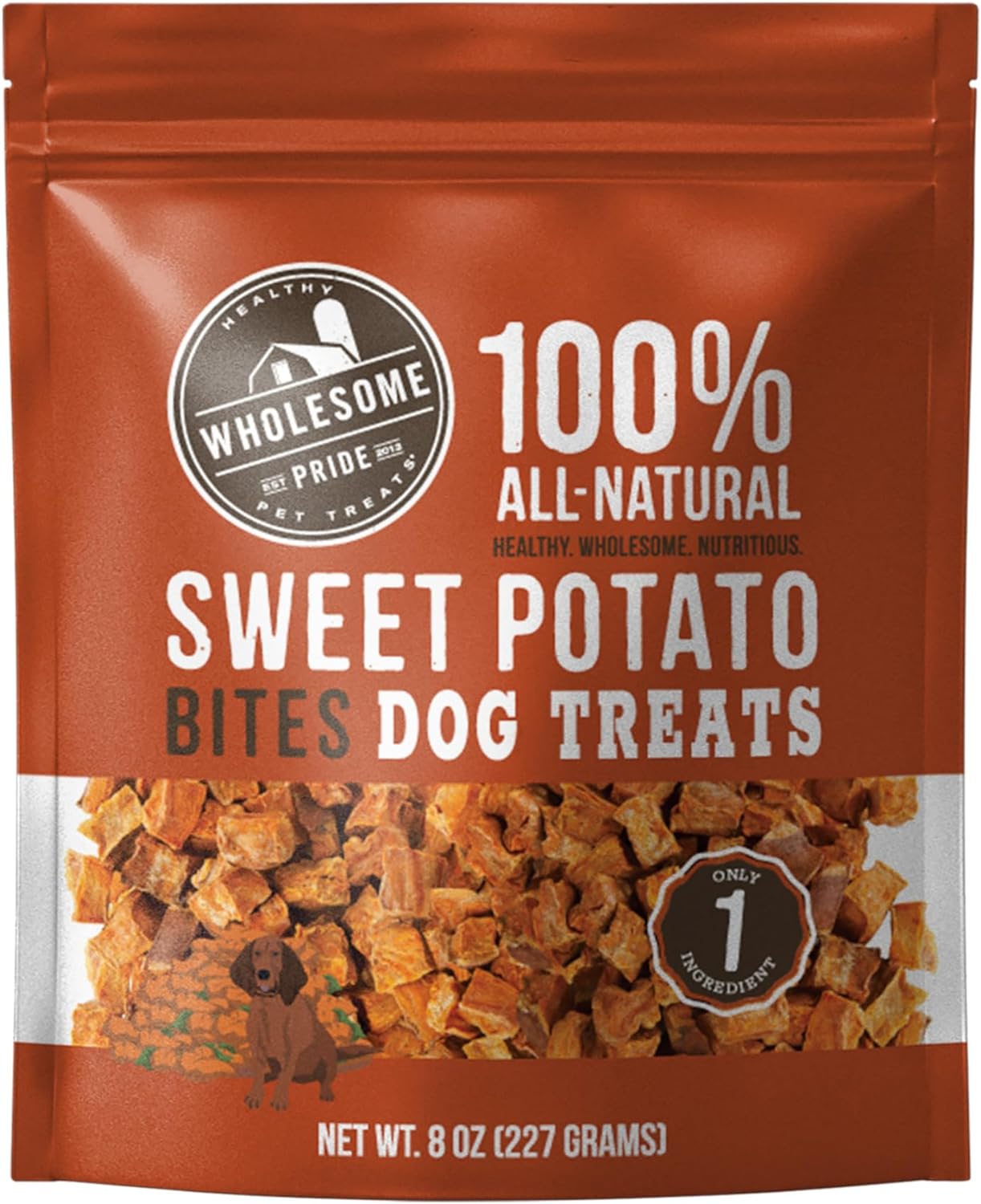 Wholesome Pride Sweet Potato Bites 100% All-Natural Single Ingredient Dog Treats, 8 oz