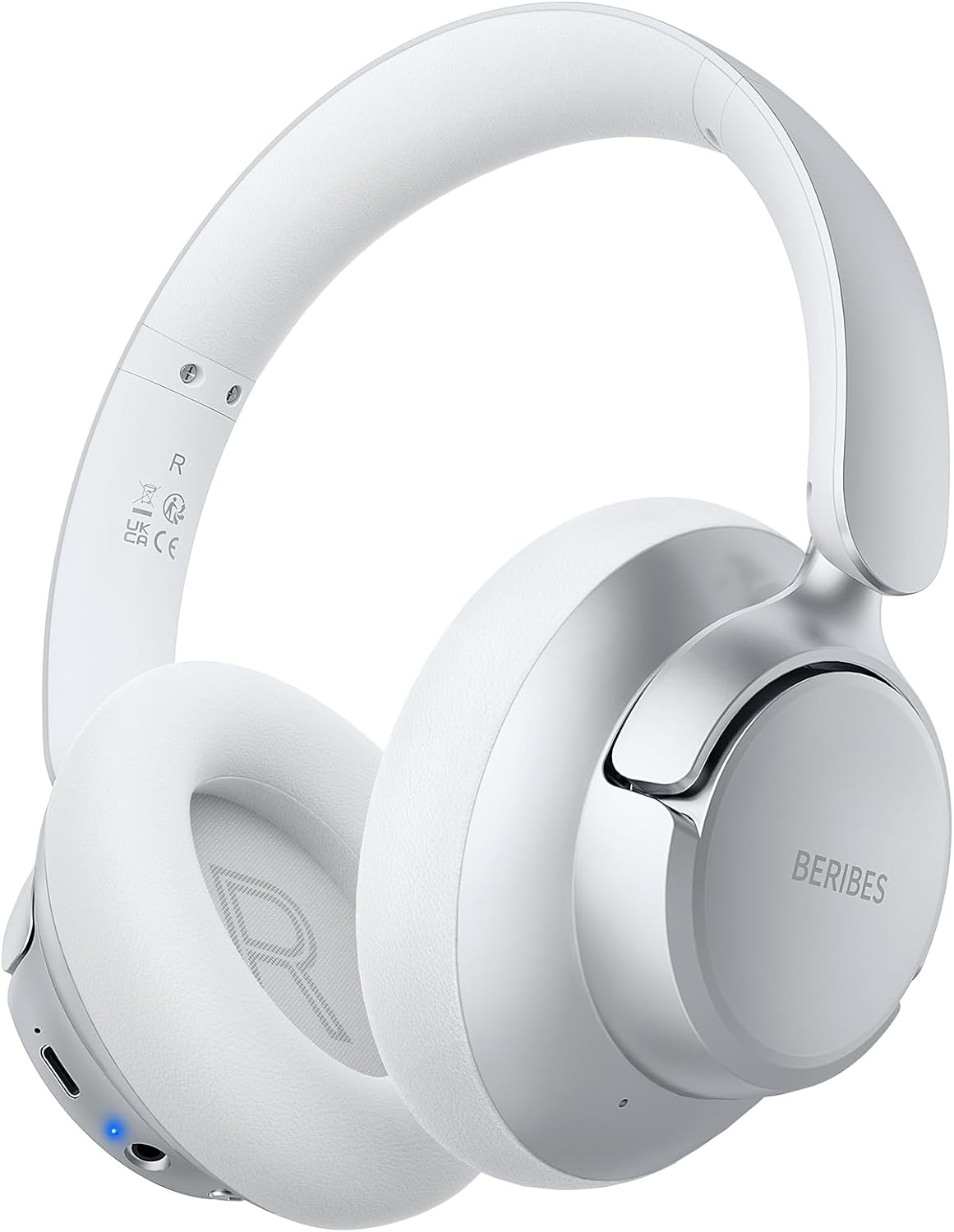 BERIBES Upgraded Hybrid Active Noise Cancelling Wireless Headphones with Transparent Modes,65H Playtime Bluetooth Headphones Wireless with Mic, Deep Bass,3.5MM Cable,Soft-Earpads,Fast Charging-Silver