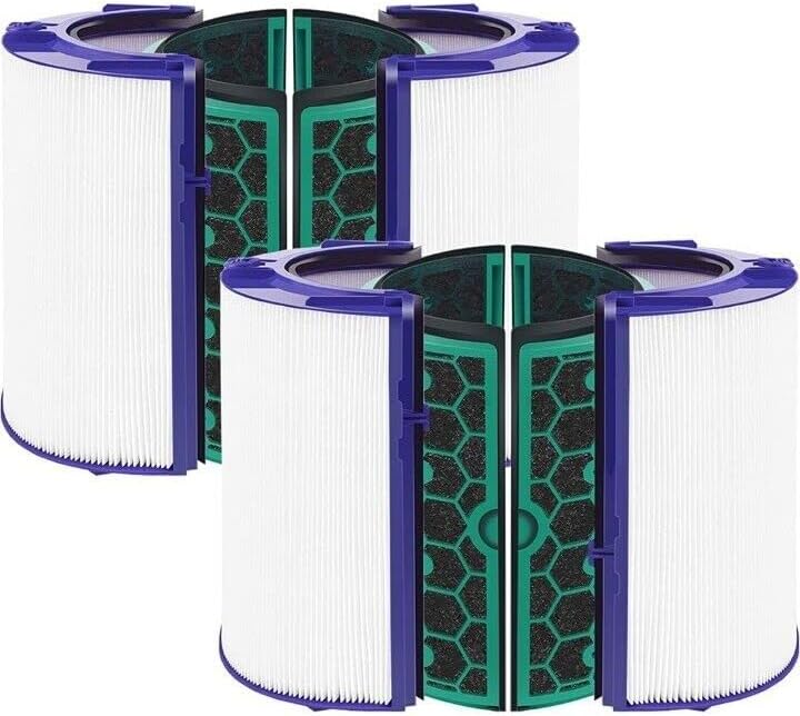 Fette Filter- Premium H13 True Hepa Filter for Dyson HP04 TP04 DP04 TP05 DP05 Two Stage 360° Pure Cool Fan Air Purifier Part # 968707-04 968708-04 969048-01 2 TRUE HEPA Filter & 2 Enhanced Activated