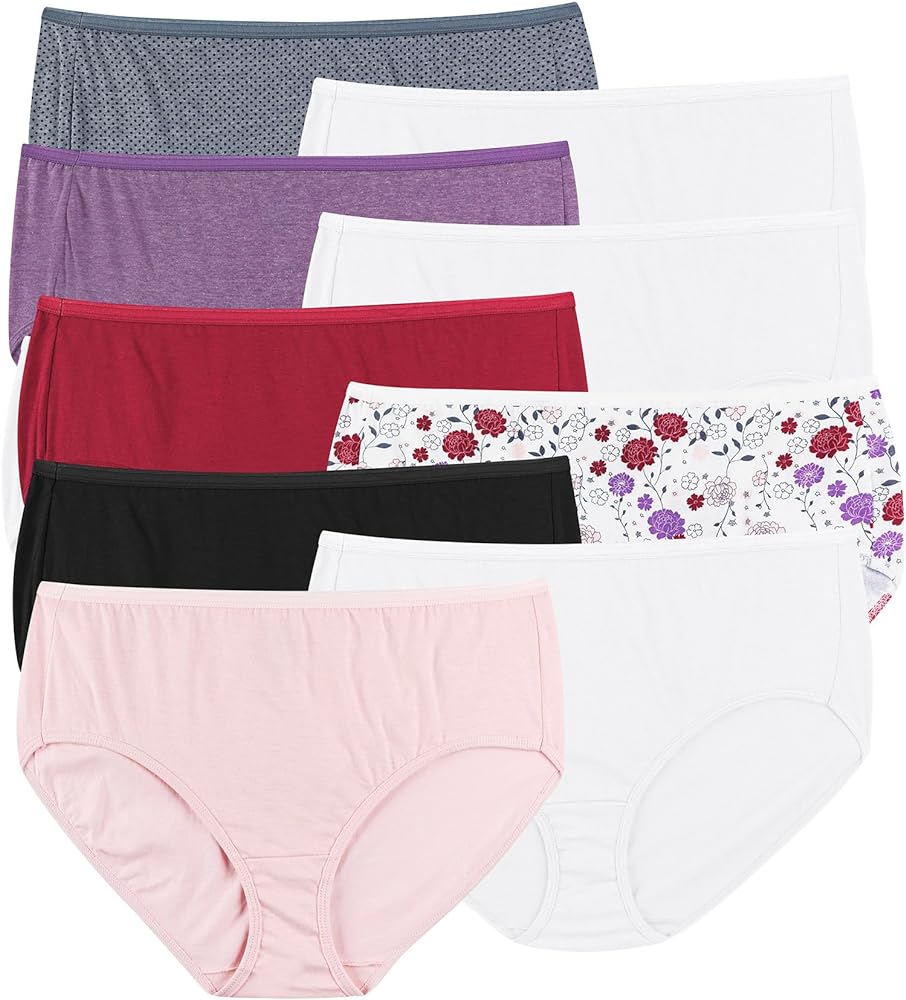 Hanes Women's Just My Size Women's Brief Underwear, Cotton Brief Panties for Women, 10-Pack