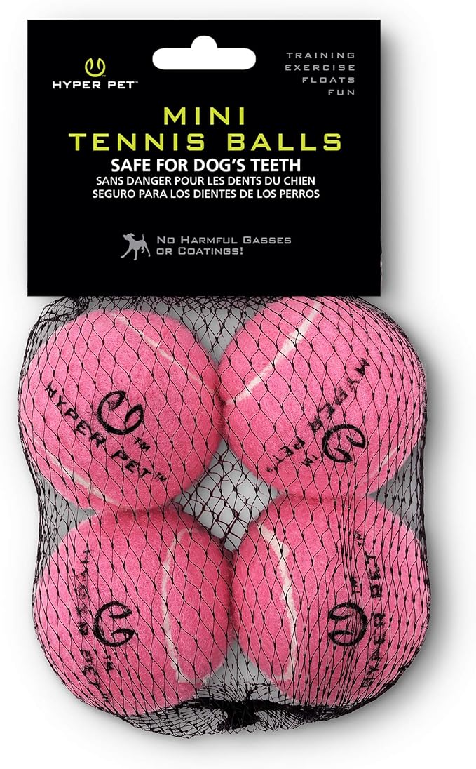 Hyper Pet MINI Tennis Balls for Dogs, (4 Pack - Pink 2.5) Puppy / Small Dog Balls for Fetch & Exercise Works with K9 Kannon MINI Dog Ball Launcher