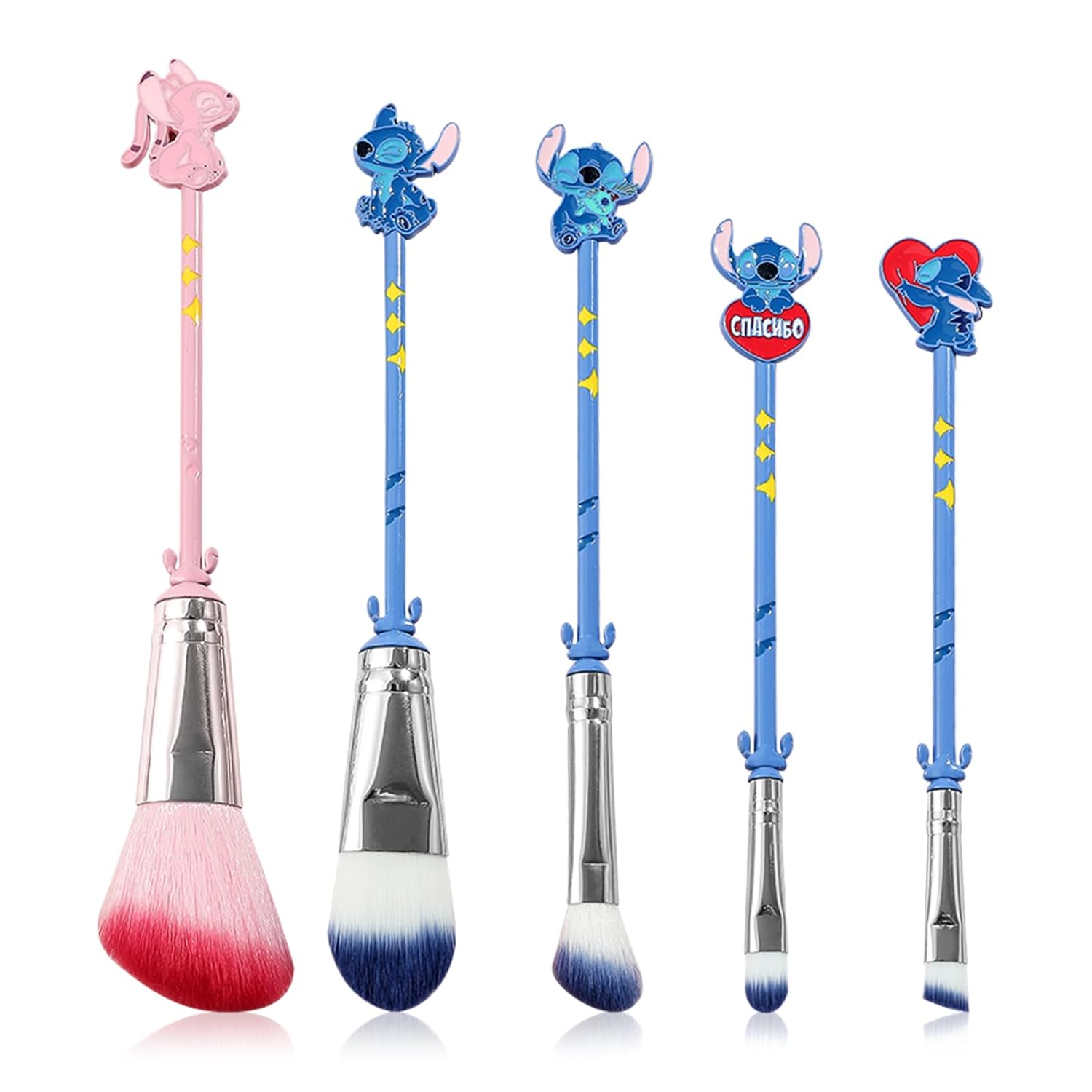 WeChip Stitch Makeup Brushes Set Collection, Stitch Stuff, Stitch Gifts for Girls Women - 5pcs Blue