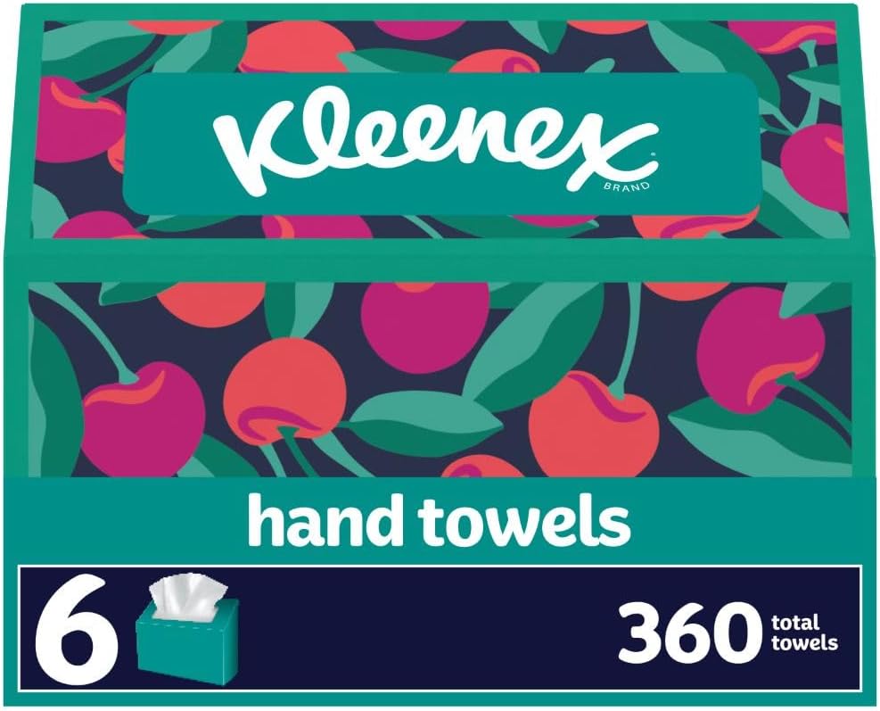 Kleenex Disposable Paper Hand Towels, 6 Boxes, 60 Tissues per Box (360 Total Tissues), Packaging May Vary