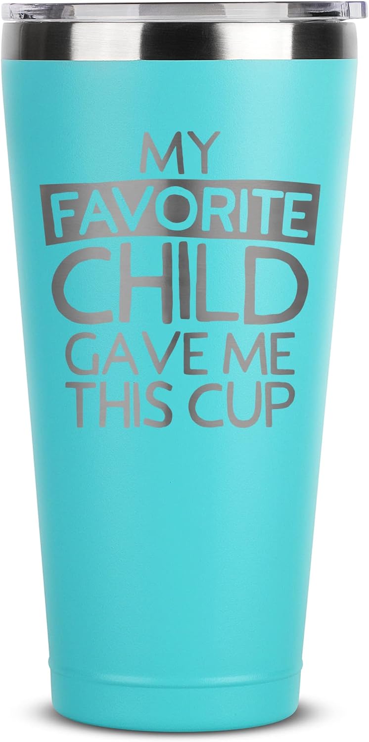 Sodilly Insulated Stainless Steel Tumbler - Child to Mom Gift - Mint 30 oz - Keeps Drinks Hot or Cold - for Mothers Day Birthday Mom - Insulated Tumbler - Mom Tumbler from Kids - Favorite Child Cup