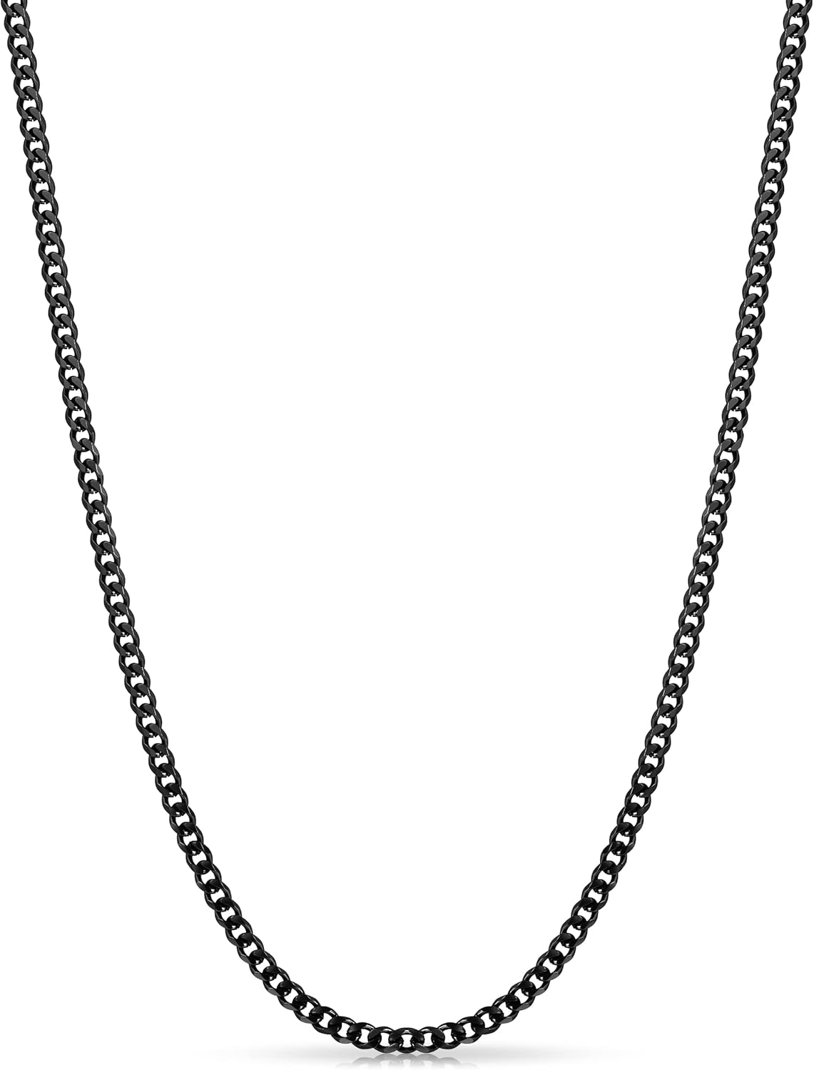 Fiusem 3.5mm Silver Tone/Black/14K Gold Plated Chains for Men, Mens Necklace Chains Stainless Steel Cuban Link Chain Necklace for Men, Mens Chain 16, 18, 20, 22, 24, 26, 28 Inch