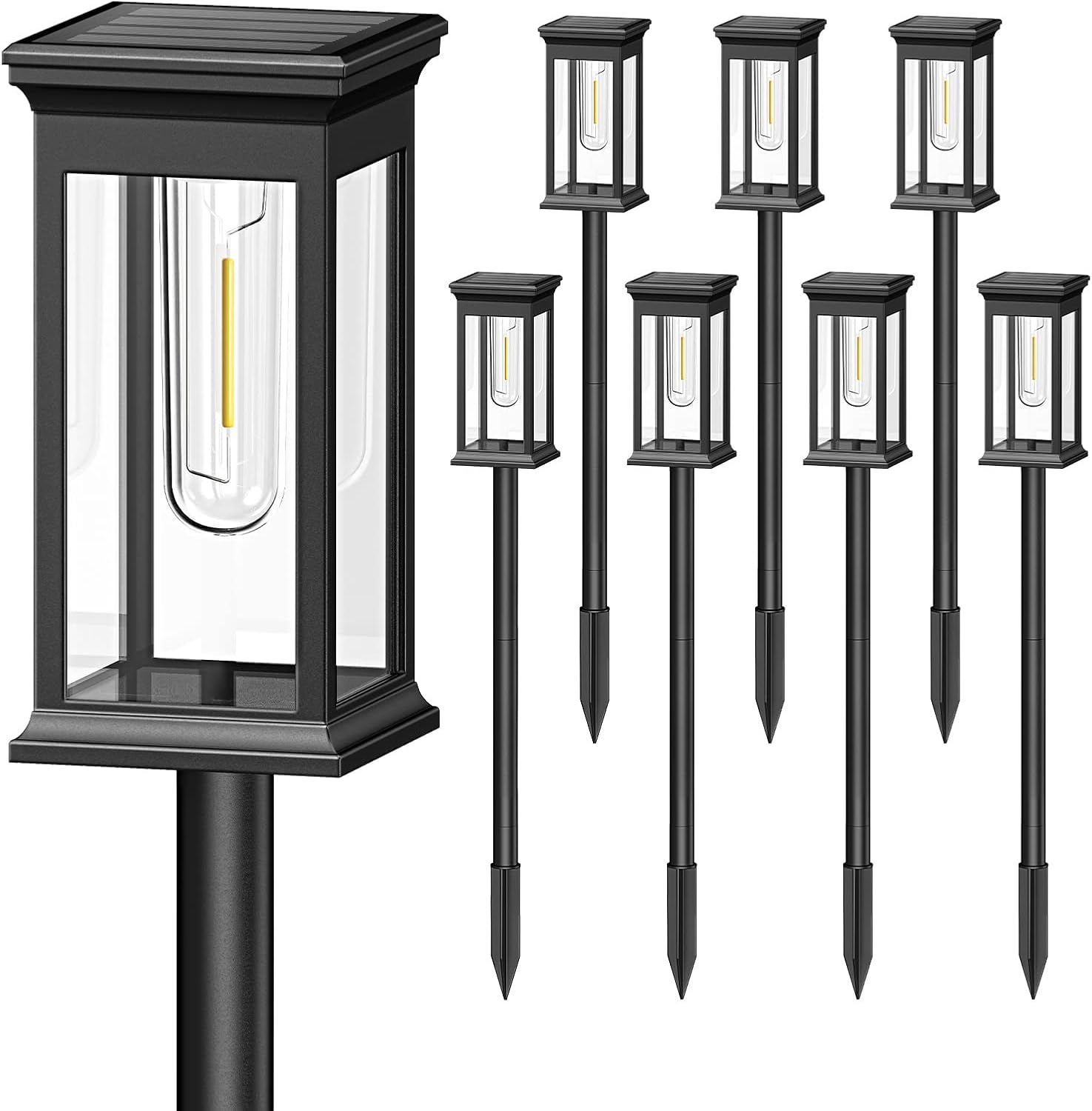 KOOPER Solar Pathway Lights Outdoor, 8 Pack Upgraded Solar Outdoor Lights, Bright Solar Garden Lights Outdoor Waterproof, Auto On/Off Outdoor Solar Lights for Yard Landscape Path Lawn Patio Walkway