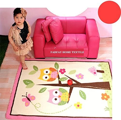 FADFAY Home Textile,Unique Cartoon Owl Carpet,Designer Pink Fairy Girls Rug for Living Room,Delicate Butterfly Kids Rug