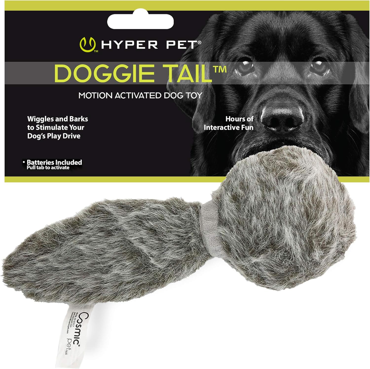 Hyper Pet Doggie Tail Interactive Plush Dog Toys (Wiggles, Vibrates, and Barks, Stimulating Play)