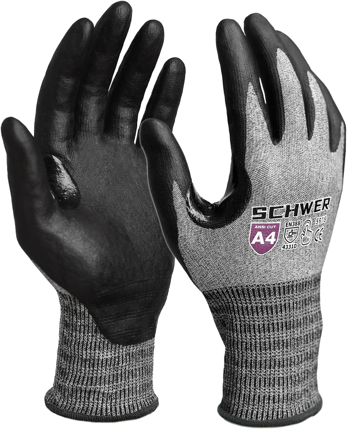 Schwer AIR-SKIN Cut Resistant Gloves AR5918 with Extreme Lightweight&Thin, Level 5 Wire Metal Gloves for Refined Work, Touch-screen, Fiberglass-free, 3D-Comfort Fit, Breathable, Black 1 Pair (M)