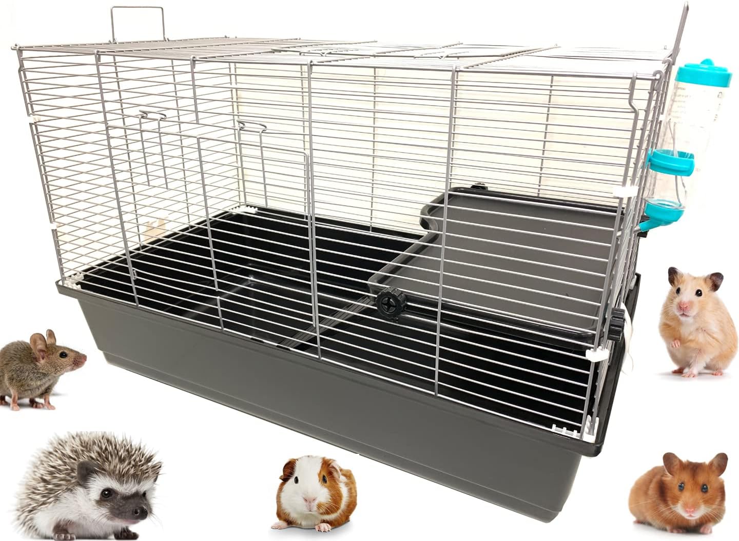 My First Home Large Two-Level Habitat Narrow 3/8-inch Bar Spacing for Exotics Pet Guinea Pig Hedgehog Hamster Gerbil Rat Mice Rodent