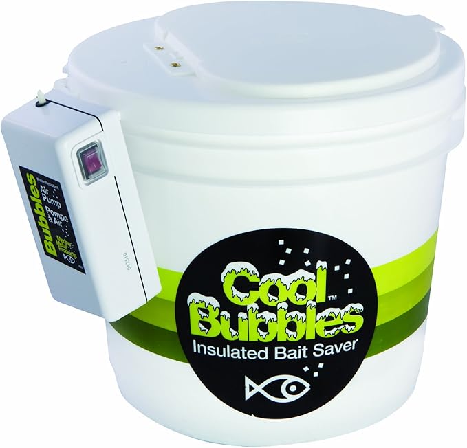 Marine Metal CB-3 Cool Bubbles Live Bait Bucket with Bubbles Aerator Pump (3.5 Gallons), White