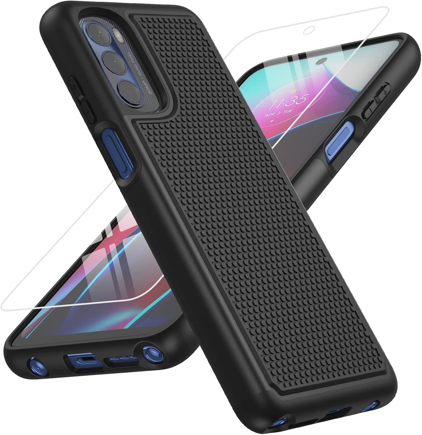 BNIUT for Motorola Moto G-Stylus 2022 Case: Dual Layer Protective Heavy Duty Cell Phone Cover Shockproof Rugged with Non Slip Textured Back - Military Protection Bumper Tough (Black Matte)