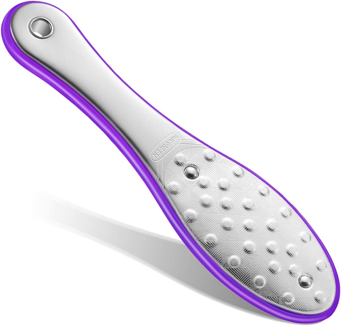 MR.GREEN Foot File Double Sided Pedicure Foot Care Tools Professional Callus Remover Foot Rasp Stainless Steel Foot Scrubber for Feet (Purple)