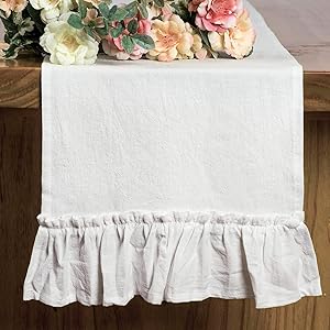 Letjolt White Table Runner Rustic Table Runner Farmhouse Table Runner Wedding Baby Shower Home Kitchen, 12x72 Inches