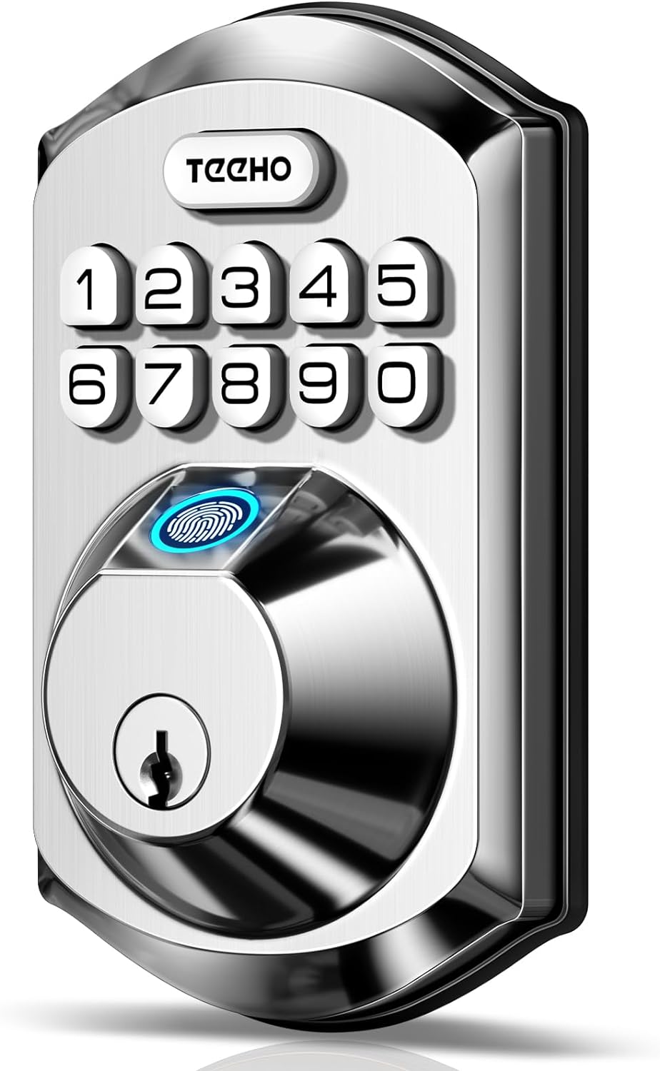 TEEHO TE002 Fingerprint Door Lock - Keyless Entry Door Lock - Electronic Keypad Deadbolt Lock - Smart Locks for Front Door - Door Lock with Code - Auto Lock - Easy Installation - Satin Nickel