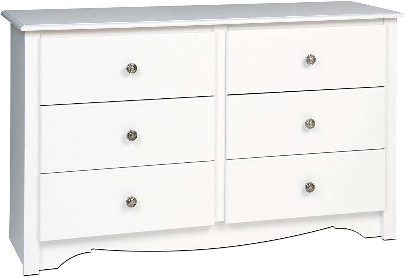 Prepac Monterey 6 Drawer Dresser For Bedroom, 16 D x 48 W x 29 H, White