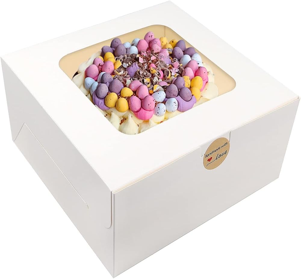 These boxes are great quality, easy to assemble, durable, perfect size for a round cake and a great value. Everyone thought my cakes came straight from the bakery in these boxes. I love that I did not have to worry about getting a cake dish returned. I will forever use these boxes.