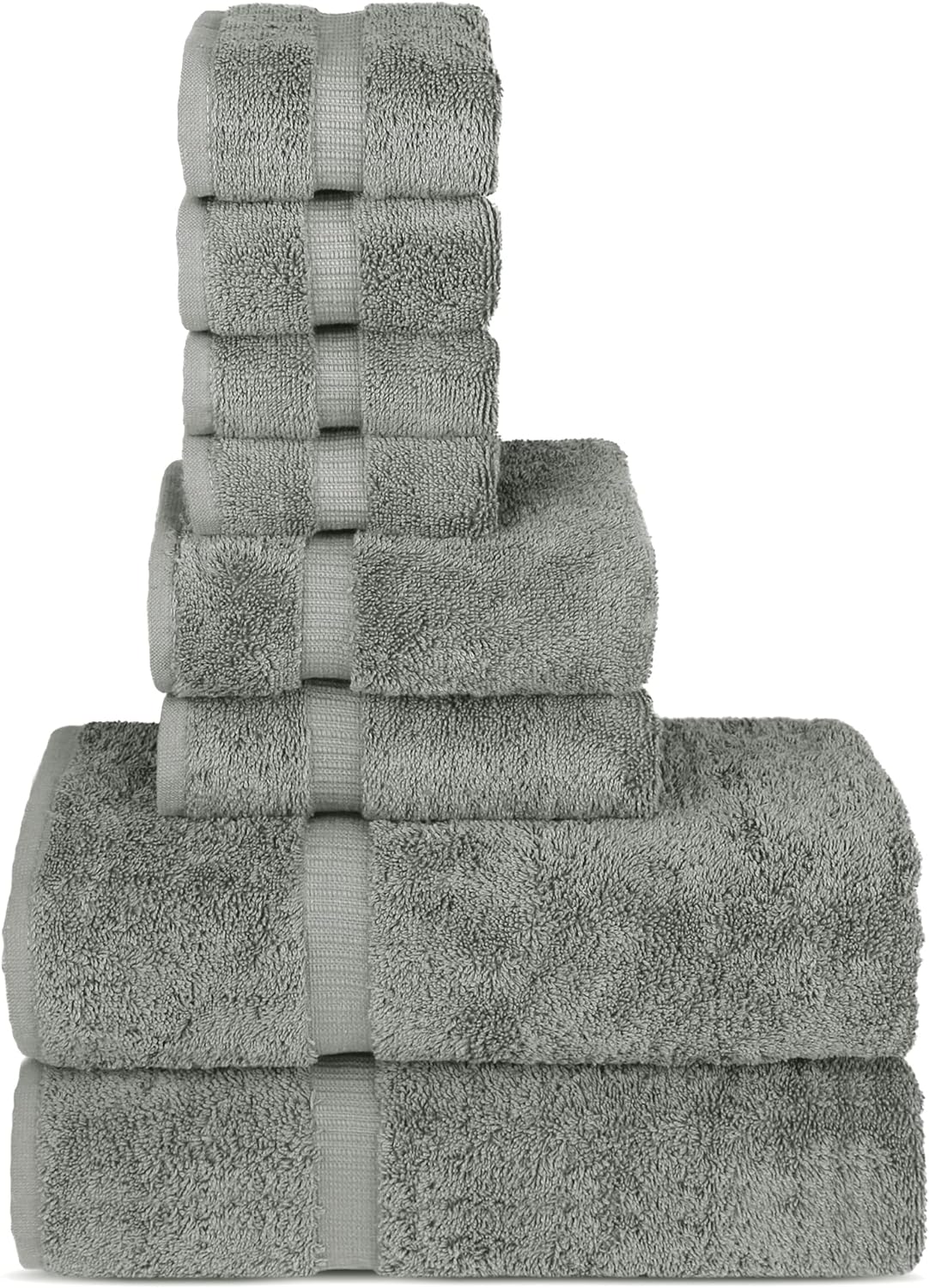 Chakir Turkish Linens | Hotel & Spa Quality 100% Cotton Premium Turkish Towels | Soft & Absorbent (8-Piece Towel Sets, Gray)