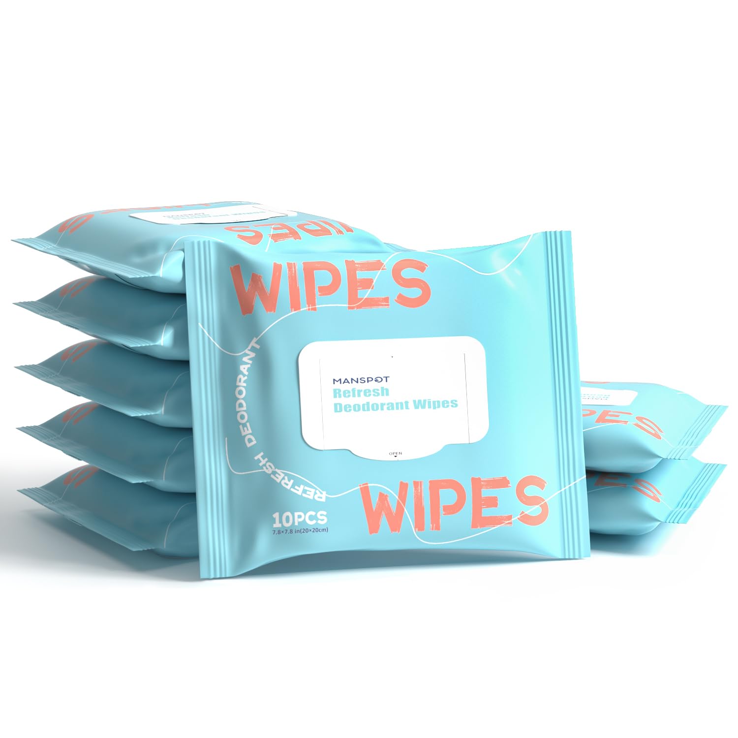 MANSPOT Body Wipes for Adults Bathing, Travel Wipes Deodorant Wipes Shower Wipes for Women Men, Body Cleansing Wipes Bath Wipes Shower Wipes for Camping & After Workout Bathing, 10 Count(Pack of 8)