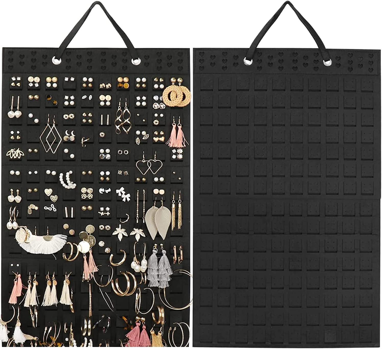 Hanging Earrings Organizer, Earring Holder & 20 Hooks, Holds Up To 300 Pairs, Compact Design, Soft Material, Earring Hanger Earring Display Hanging Organizer for Women Girls -1 Pack