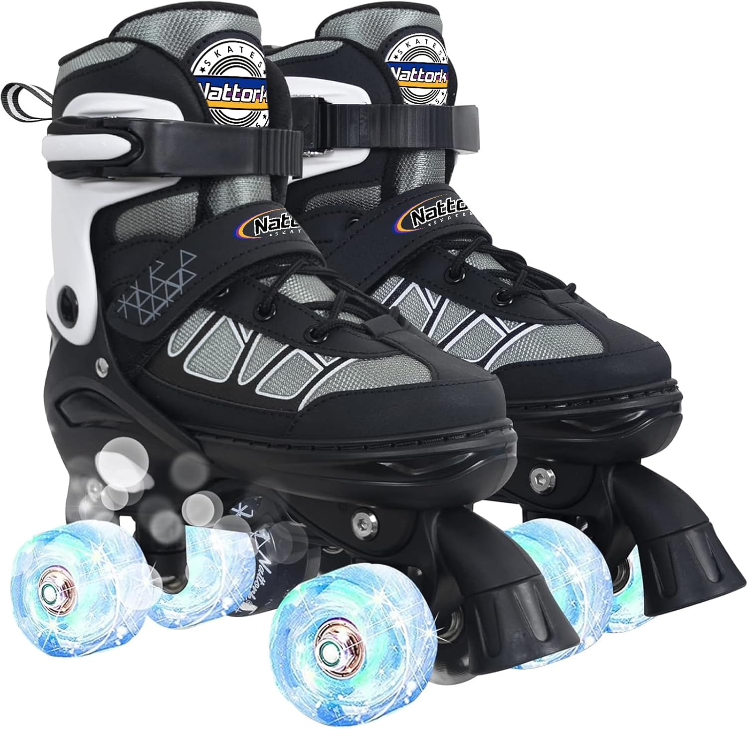 Nattork Roller Skates for Kids Boys Girls, 4 Size Adjustable Rollerskates with Light Up Wheels for Children Beginners for Outdoor Indoor