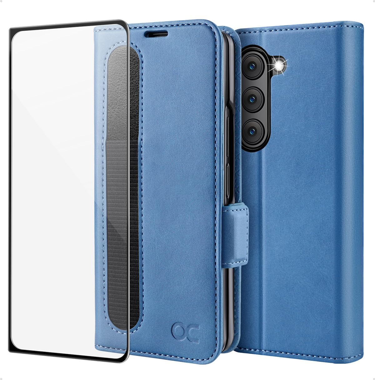 OCASE for Samsung Galaxy Z Fold 5 5G Wallet Case with S Pen Holder, [Updated Version] PU Leather Flip Folio, Card Slots, RFID Blocking, Kickstand, Phone Cover for Galaxy Z Fold5 2023-Blue