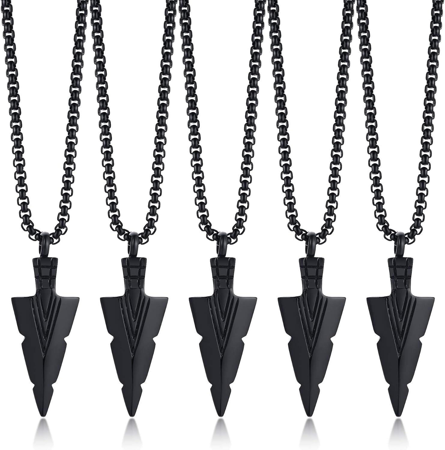 MEALGUET 1-5 Pcs Men' Arrowhead Cremation Urn Pendant Openable Container Ashes Holder Necklace Stainless Steel Jewelry Spear Point Arrowhead Pendant Necklace for Mens Boys Cool with Chain