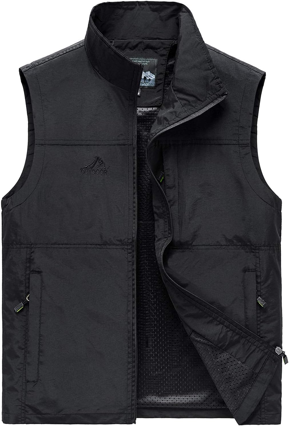 Flygo mens Casual Outdoor Lightweight Quick Dry Safari Travel Fishing Vest Utility Pockets