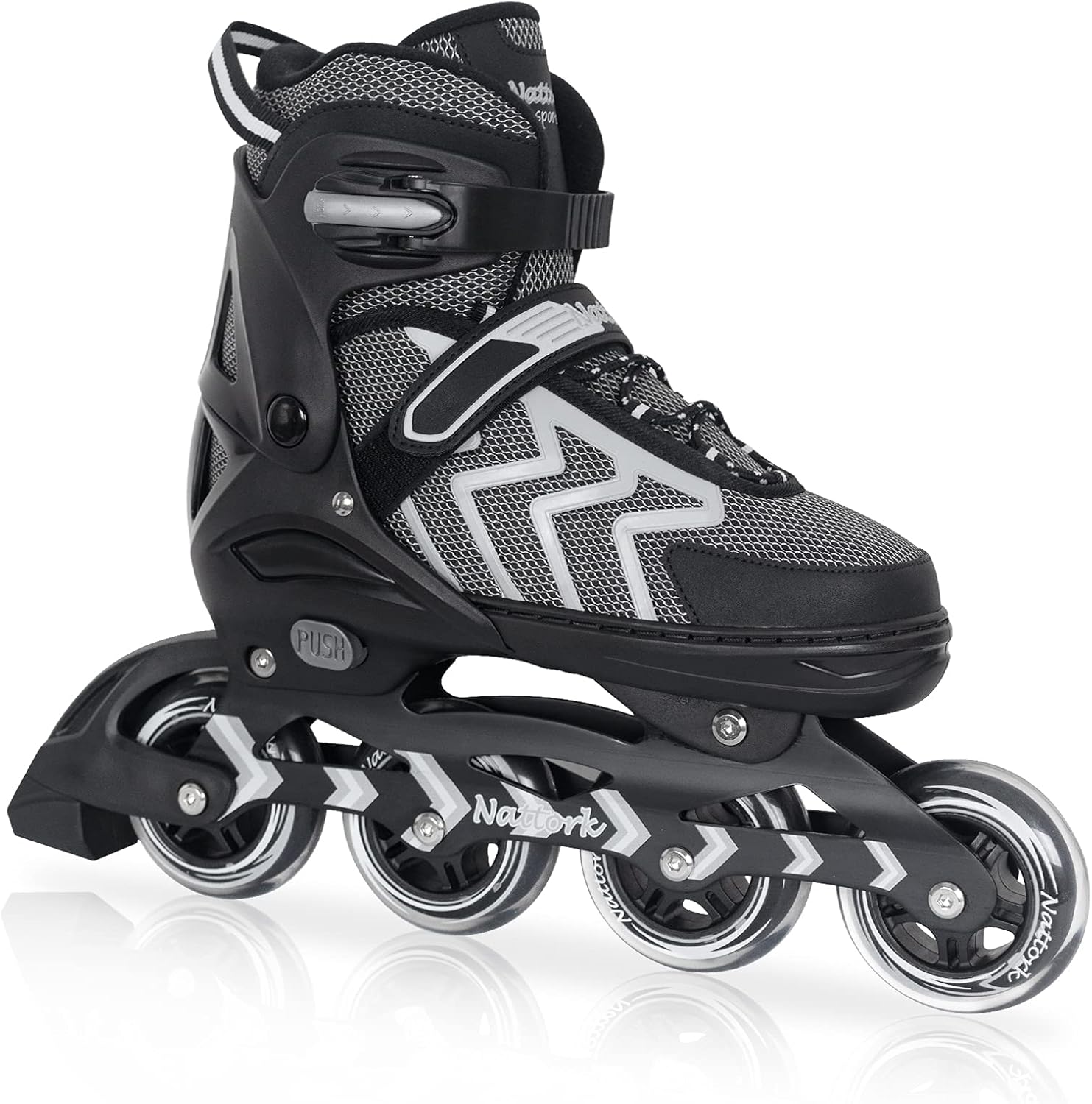 Nattork Adjustable Inline Skates for Adults and Teens, Outdoor & Indoor Blades Roller Skates for Boys, Beginners