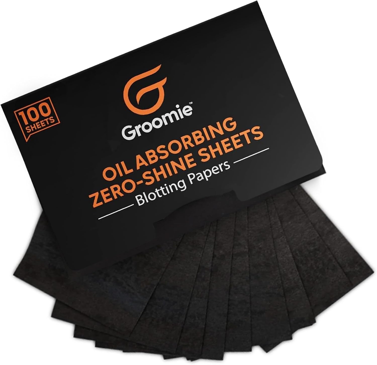 Oil Absorbing Blotting Sheets for Face - Bamboo Charcoal No Shine Sheet to Instantly Absorb Excess Oil & Shine - Perfect for Oily Skin - 100 Sheets Bulk Pack - Makeup Blotting Paper by Groomie