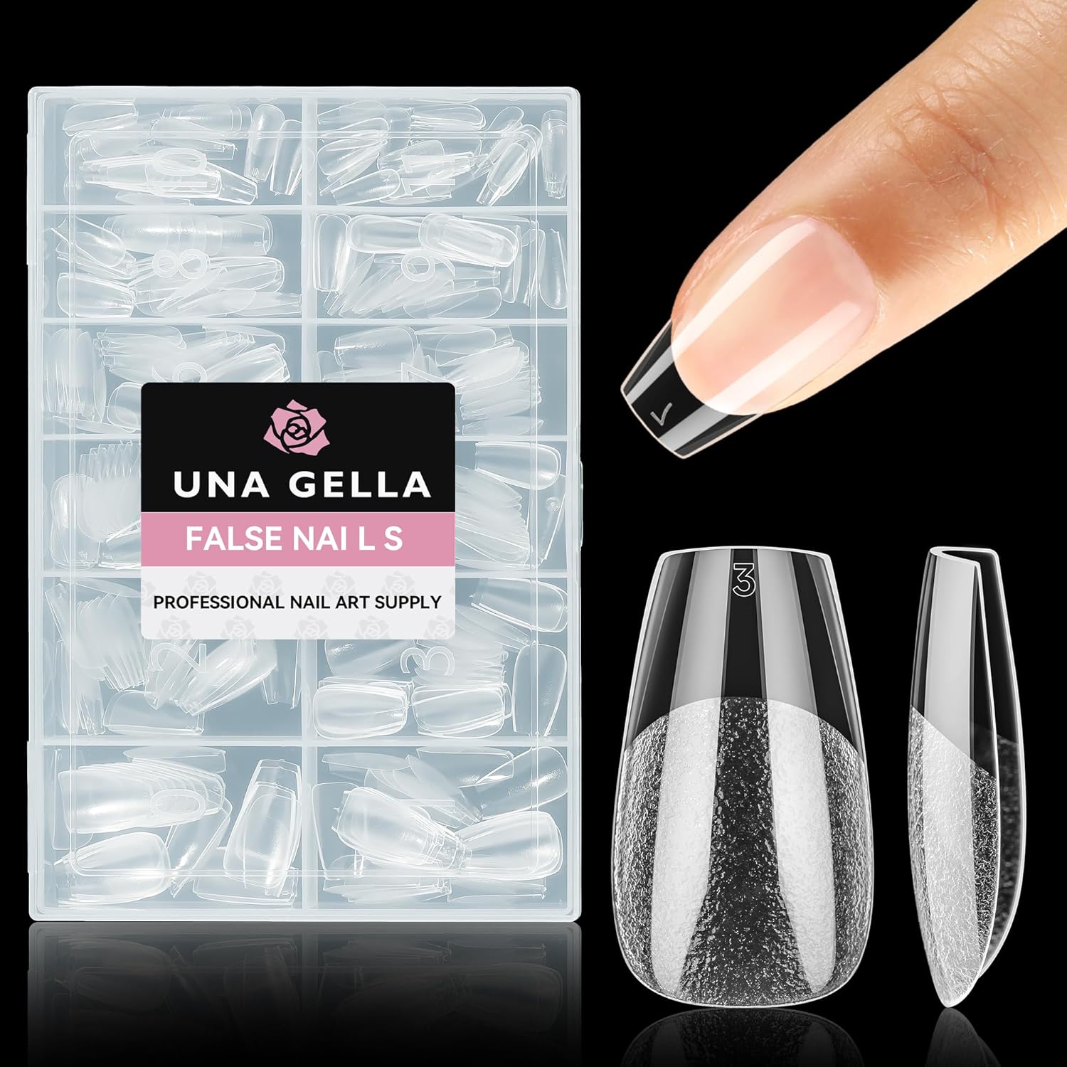 UNA GELLA Short Coffin Nail Tips, 312pcs Short Coffin Nail Tips Pre-shape Short Coffin Gel x Nail Tips 12 Sizes Full Cover Fake Nails for Acrylic Nail Extension DIY Salon at Home