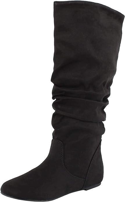 Soda Women' Zuluu Slouchy Faux Leather Knee High Flats Boots