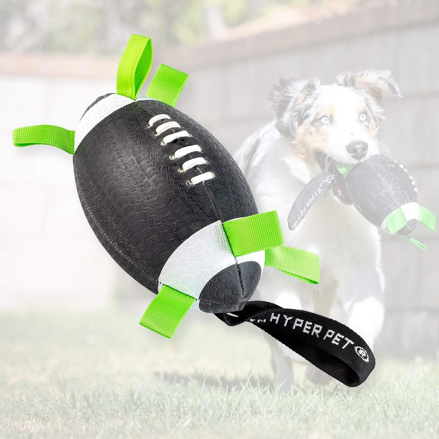 Hyper Pet Grab Tabs Dog Toys - Interactive Dog Toys for Fetch, Tug, Retrieving & Water Play - 5.5" Football, for All Breeds