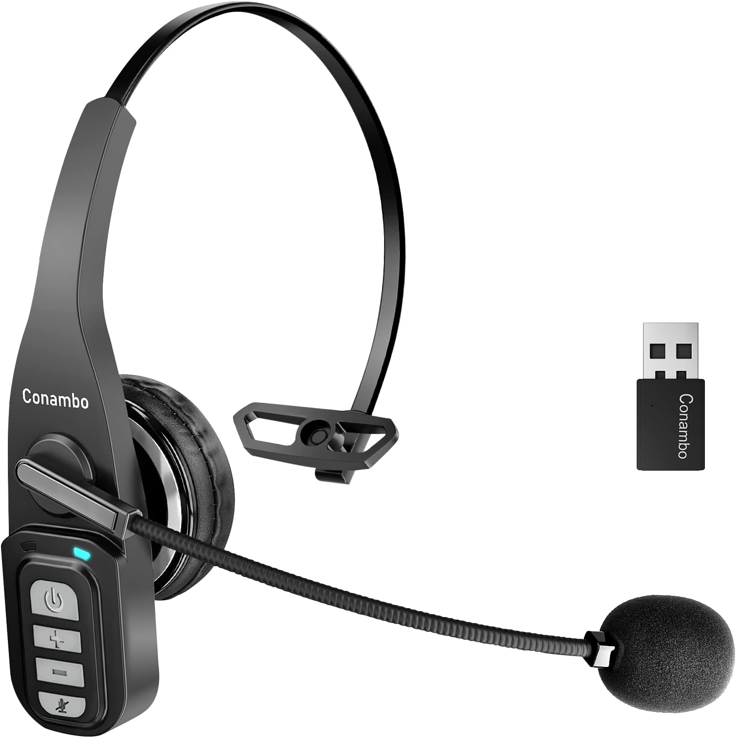 Conambo JBT900-Dongle On Ear Headphones, Bluetooth 5.0, Noise Cancelling Mic, 22H Talk Time, for Computer/Cell Phone/Tablet/Laptop/Truck Drivers