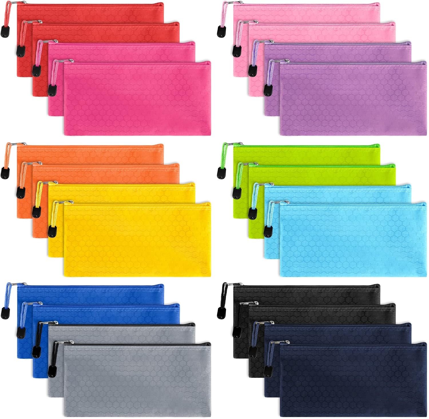 EOOUT 24pcs Pencil Pouch Bulk, Bill Size Zipper Pencil Pouches Pencil Case, Waterproof Pencil Bags for Office Supplies, Kids, Travel Accessories Stationery 12 Colors