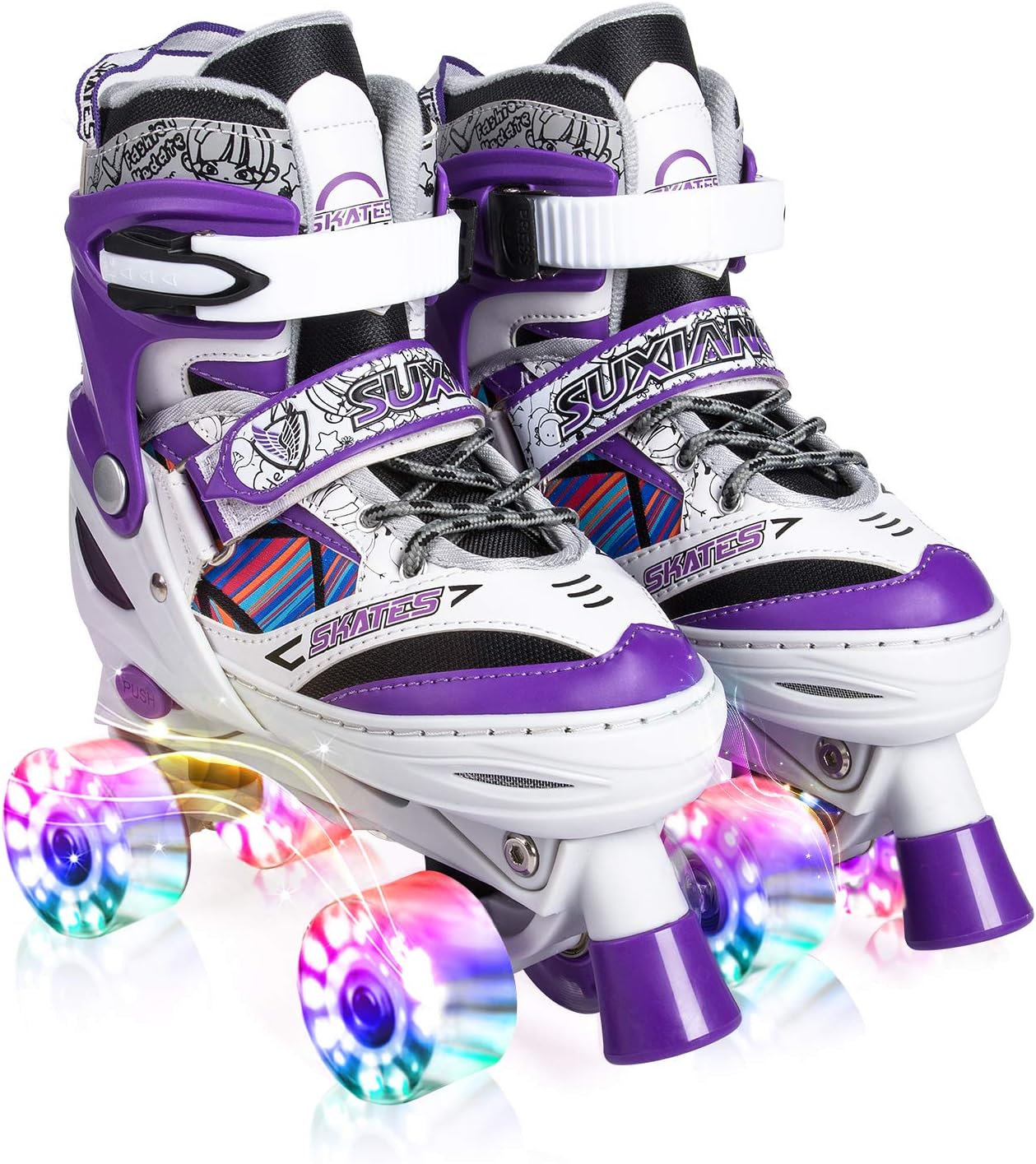 Kuxuan skates Saya Roller Skates Adjustable for Kids,with All Wheels Light up,Fun Illuminating for Girls and Ladies