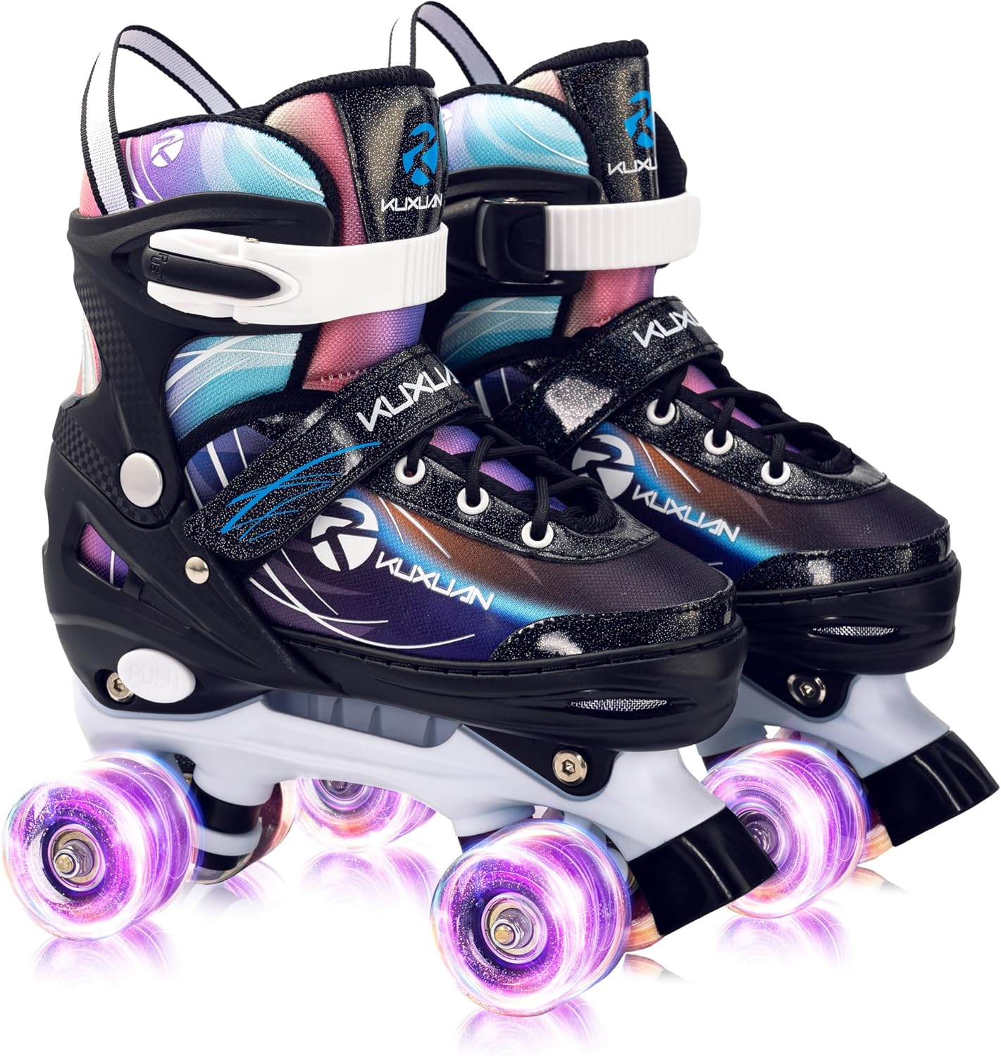 Kuxuan Skates Roller Skates for Kids Girls, 4 Size Adjustable Women Roller Skates with Light Up Wheels for Children Sports & Indoor Outdoor