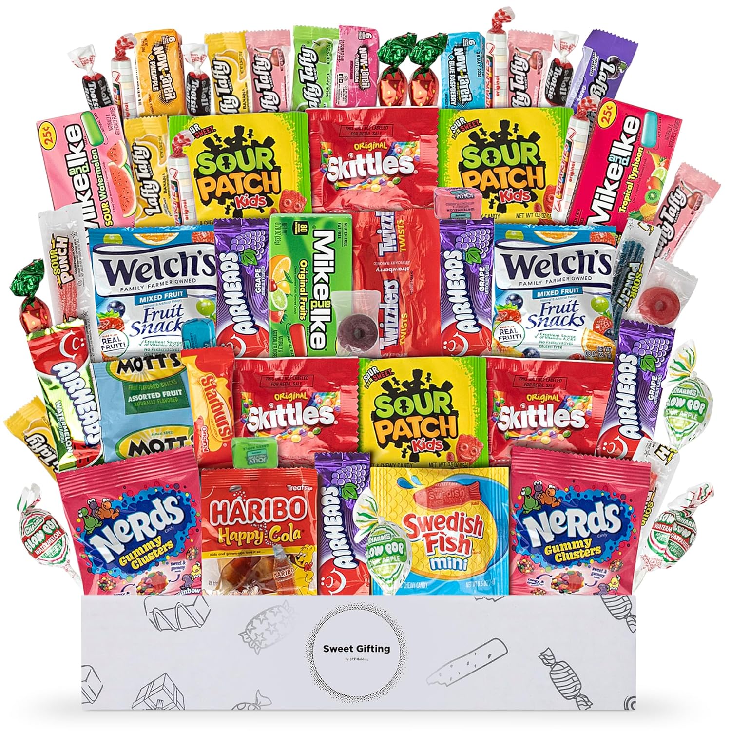 Bulk Candy Box Variety Pack - 60  Pcs Candy Gift Basket Individually Wrapped Bouquet for Mothers Day - Pinata Stuffers, Birthday, Movie Snack for Kids