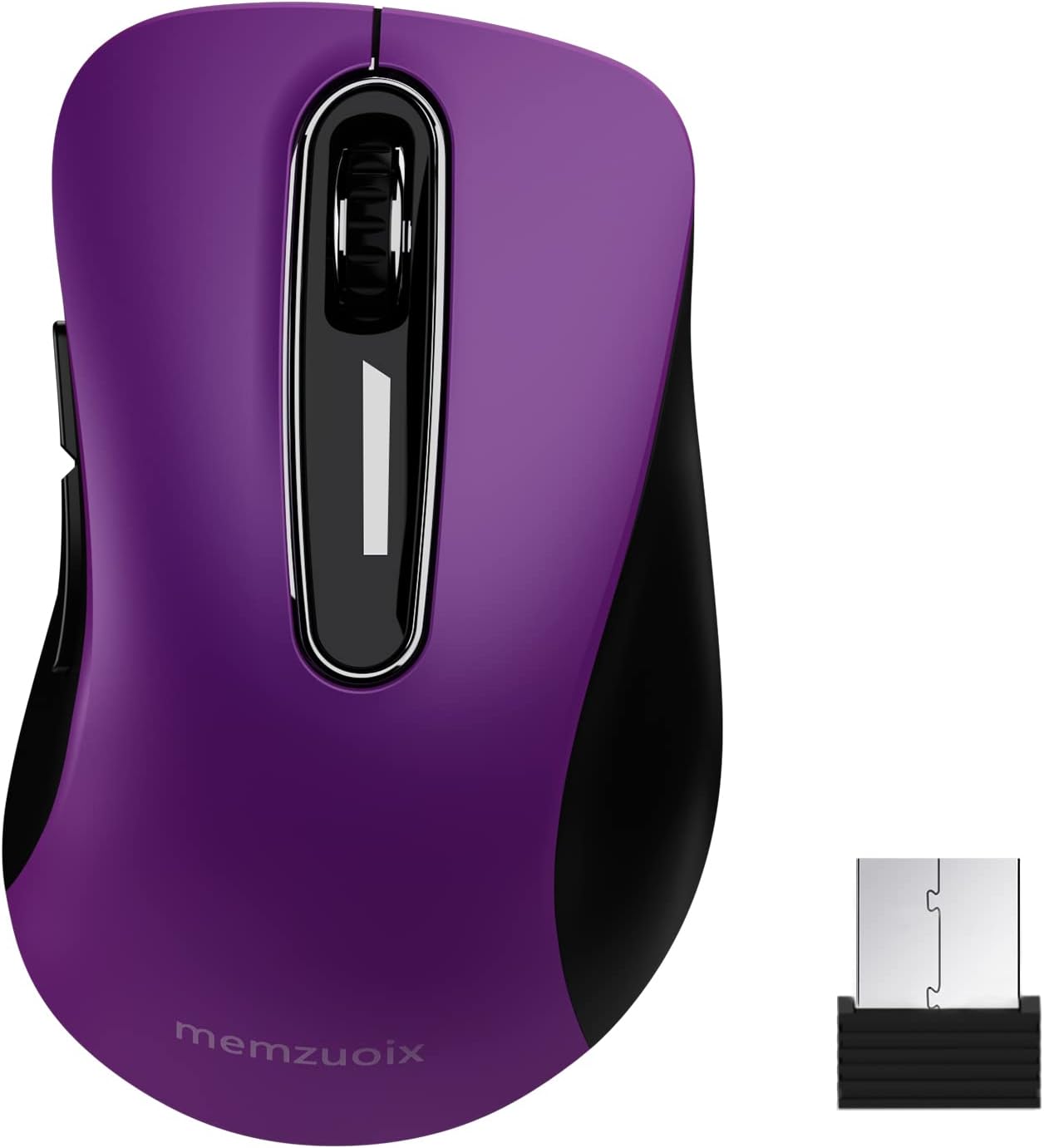 memzuoix 2.4G Wireless Mouse, 1200 DPI Computer Mouse with USB Receiver, Portable Wireless USB Mouse Battery Powered Cordless Mouse for Laptop, PC, Desktop, 5 Buttons, Purple