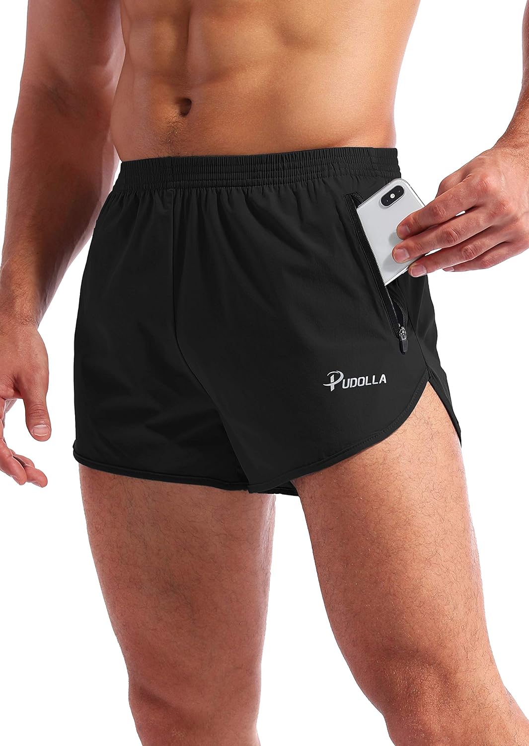 Pudolla Mens Running Shorts 3 Inch Quick Dry Gym Athletic Workout Shorts for Men with Zipper Pockets